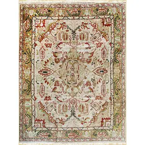Delicate Mohair Oushak Beige Hand Knotted Rug