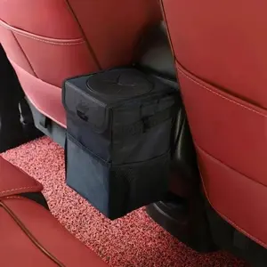 Waterproof Car Trash Can with Lid and Storage Bag, Leak-Proof Polyester Fiber Material, Multifunctional Hanging Garbage Bag, Car Organizer, Car Organization Supplies, Car Trash Bags