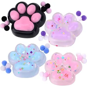 Taba Squishy Toy (4 Pack), Squishies Squeeze Fidget Toys, Party Favors for Kids 8-12, Cute Soft Sticky Sensory Toy, Gifts for Girls 4-8, Autism Stress Relief Toys (Paw)