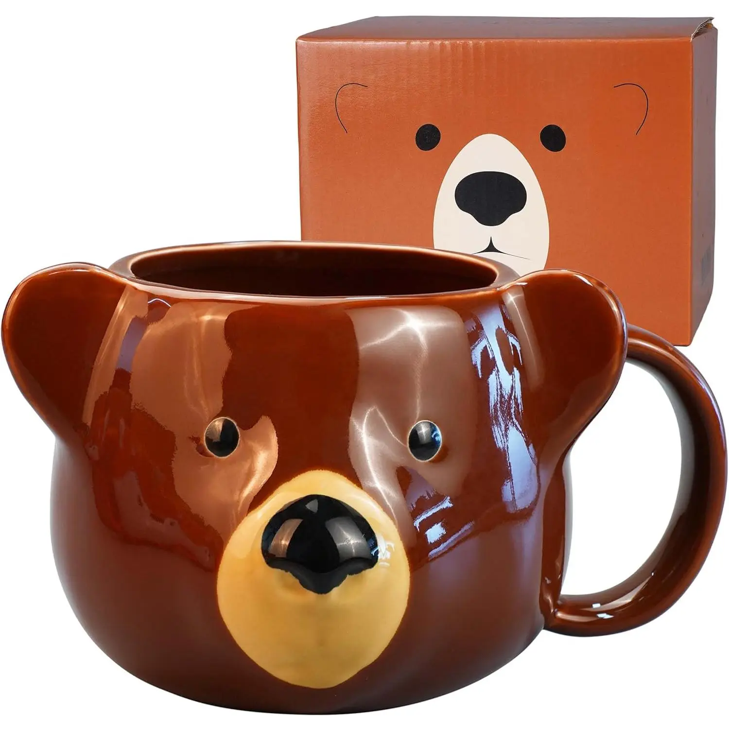 Bear Mug 14 oz Ceramic Coffee Mug 3D Porcelain  Mug for Women Kawaii Cup Bear Gifts for Women Christmas Gifts Housewarming Holiday Birthday Gifts for Women Mom  Men and Friend Brown