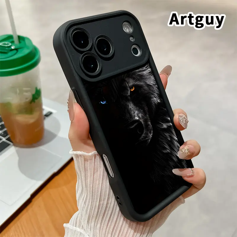 Phone Case for iPhone 17 Pro Max 16 Plus 15 14 13 12 11 Air E Domineering Wolf Shockproof Silicone TPU Bumper Drop Protection Soft Cover