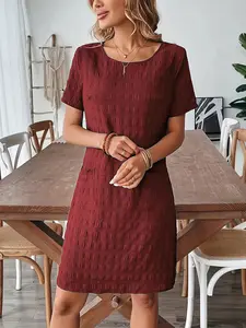 Elegant Women's Solid Color Short Pocket Dress, Perfect for Spring and Summer, Stylish and Comfortable, Ideal for Casual Wear