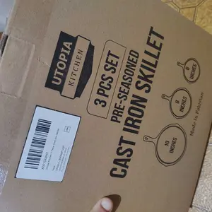 【New Year Deal】Utopia Kitchen 3-Piece Black Cast Iron Skillet Set - Pre-Seasoned Frying Pans 6", 8", 10" - Oven, Stove, Grill, Campfire Safe - Easy to Use Cookware