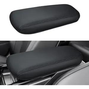 INTGET Center Console Cover 2026 for Kia K5 Accessories 2021-2025 2022 2023 2024 Leather for K5 GT-Line Car Armrest Arm Rest Box Lid Dog Seat Protector Pad (Black Pad, 2021+)