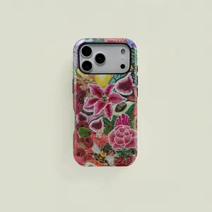 Colorful bohemian-style floral and butterfly patchwork protective case, sturdy and durable 2-in-1 case, compatible with iPhone 17/16/15/14/13/12/11 Pro Max/Plus/Pro, and Samsung Galaxy S25/S24/S23 Ultra series, simple and stylish phone case.