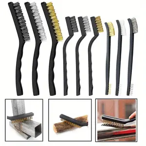 9 Pcs Wire Brush Set, Metal Rust Removal Brush Handheld Steel Brush/nylon Brush/brass Brush Set, Double-ended Brush Gun Brush Rust Removal Wire Brush Polishing Brush Tool Brush Suitable for Cleaning Welding Slag and Rust Comfortable Kitchen