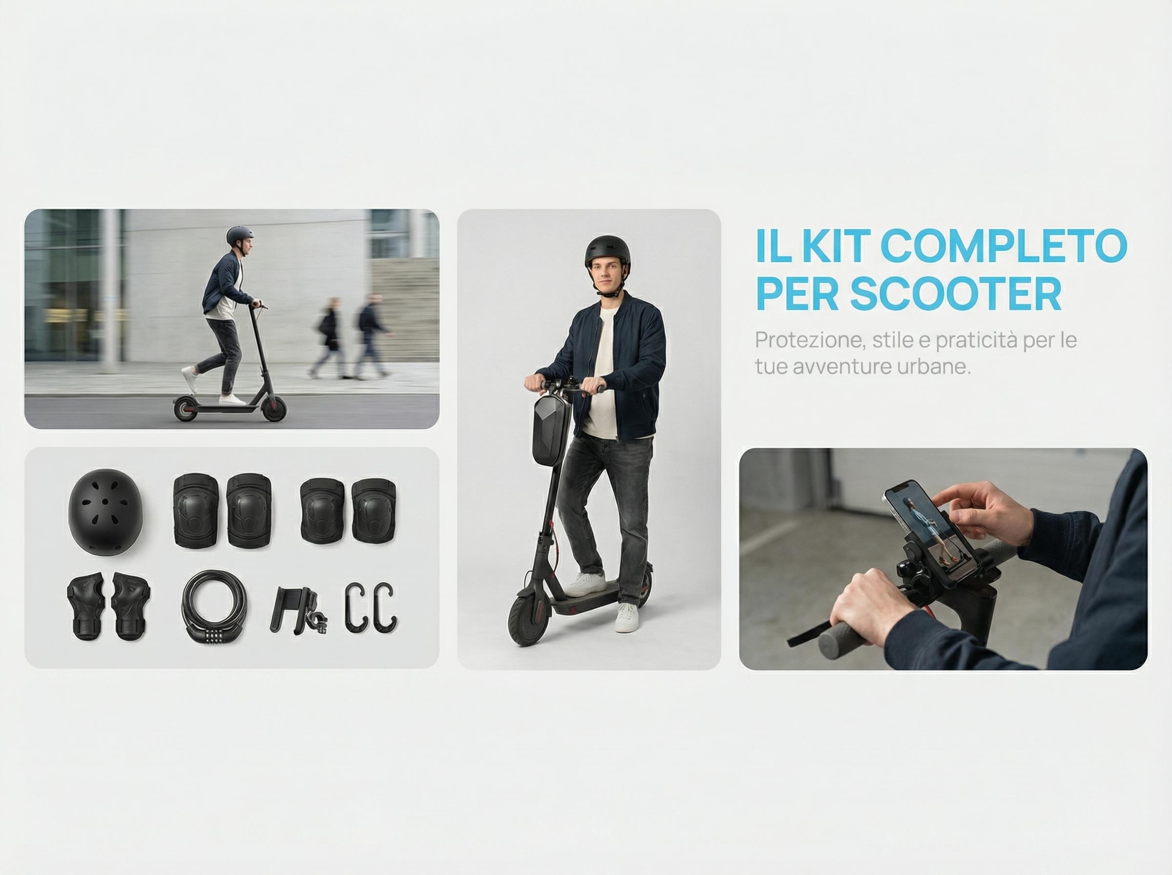 Skateboard & Scooter Safety Kit – Helmet, Knee/Elbow/Wrist Pads, Lock, Phone Mount & Storage Bag (All-in-One Protective Accessories Bundle)