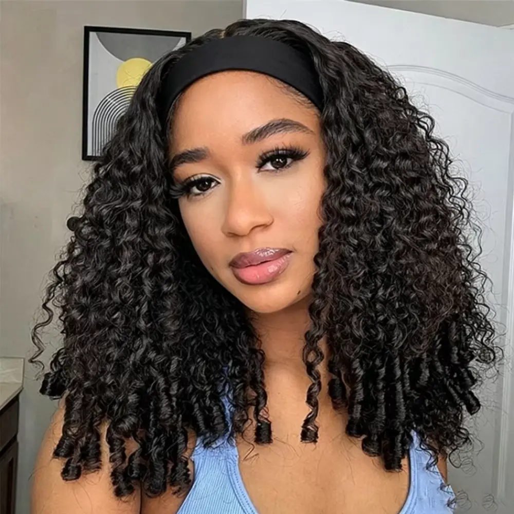 [NEW] Headband Wig Human Hair Burmese Curly Wig 180% Density Remy Human Hair Wigs For Black Women Brazilian Ready To Wear Wig summerwins