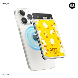 LINE FRIENDS | elago MagSafe Wallet Card Holder - 2 Card Magnetic Cellphone Accessory, Durable Shockproof Construction [Sally]