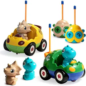 TOPLIVING 2-Pack Remote Control Dinosaur Toy Car for Kids - Birthday Gifts for Boys Toddlers Ages 18+ Months, 2 3 4 5 Year Old, Dino RC Vehicle with Lights and Music