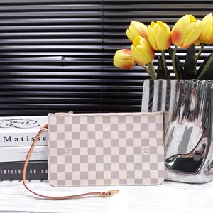 Pre-owned Louis Vuitton Coated Canvas Clutches & Wristlets Neverfull Pouch Damier Azur Pouch T10327945