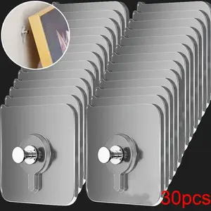 Modern Wall-Mounted Hooks Set, Self Adhesive Hooks, Easy Installation, Strong Adhesive, No Drilling, Waterproof Plastic, Ideal for Kitchen & Bathroom Decor