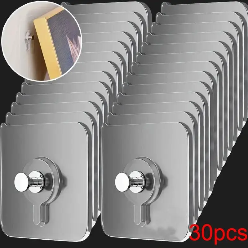 Modern Wall-Mounted Hooks Set, Self Adhesive Hooks, Easy Installation, Strong Adhesive, No Drilling, Waterproof Plastic, Ideal for Kitchen & Bathroom Decor