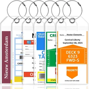 6 Pack Cruise Luggage Tag Holder for Carnival, NCL, Princess, MSC Cruise Ship Essentials  Haves in 2025-2026, Clear Plastic Cruise Travel Essentials Tags  by