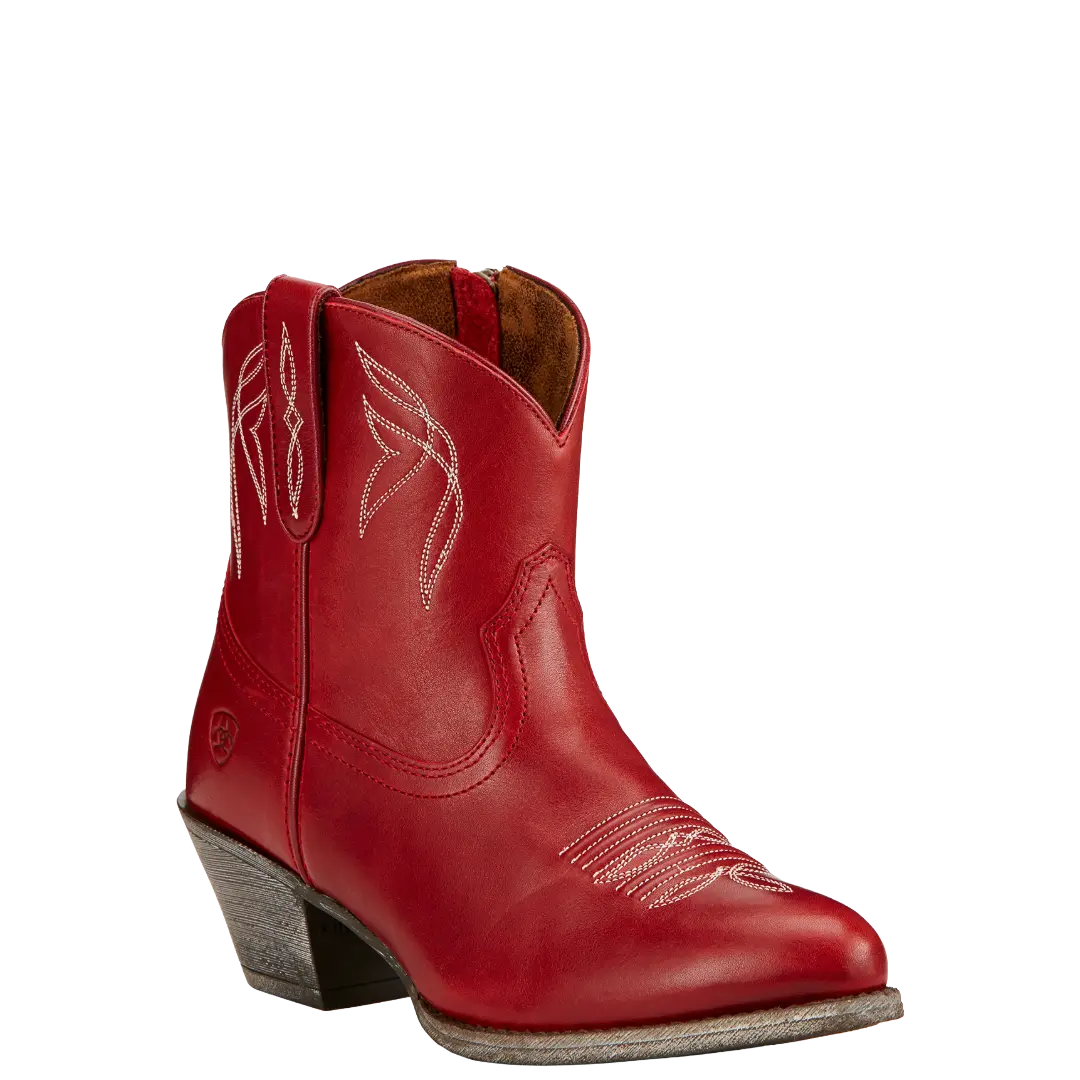 Ariat Ladies Darlin Rosy Red Almond Toe Western Ankle Boot10017324