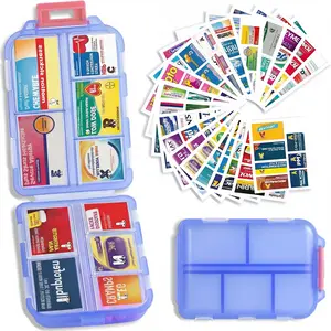 Mini 7-Day  Pill Organizer with 161 Labels, Portable Travel Daily Medication Storage Case