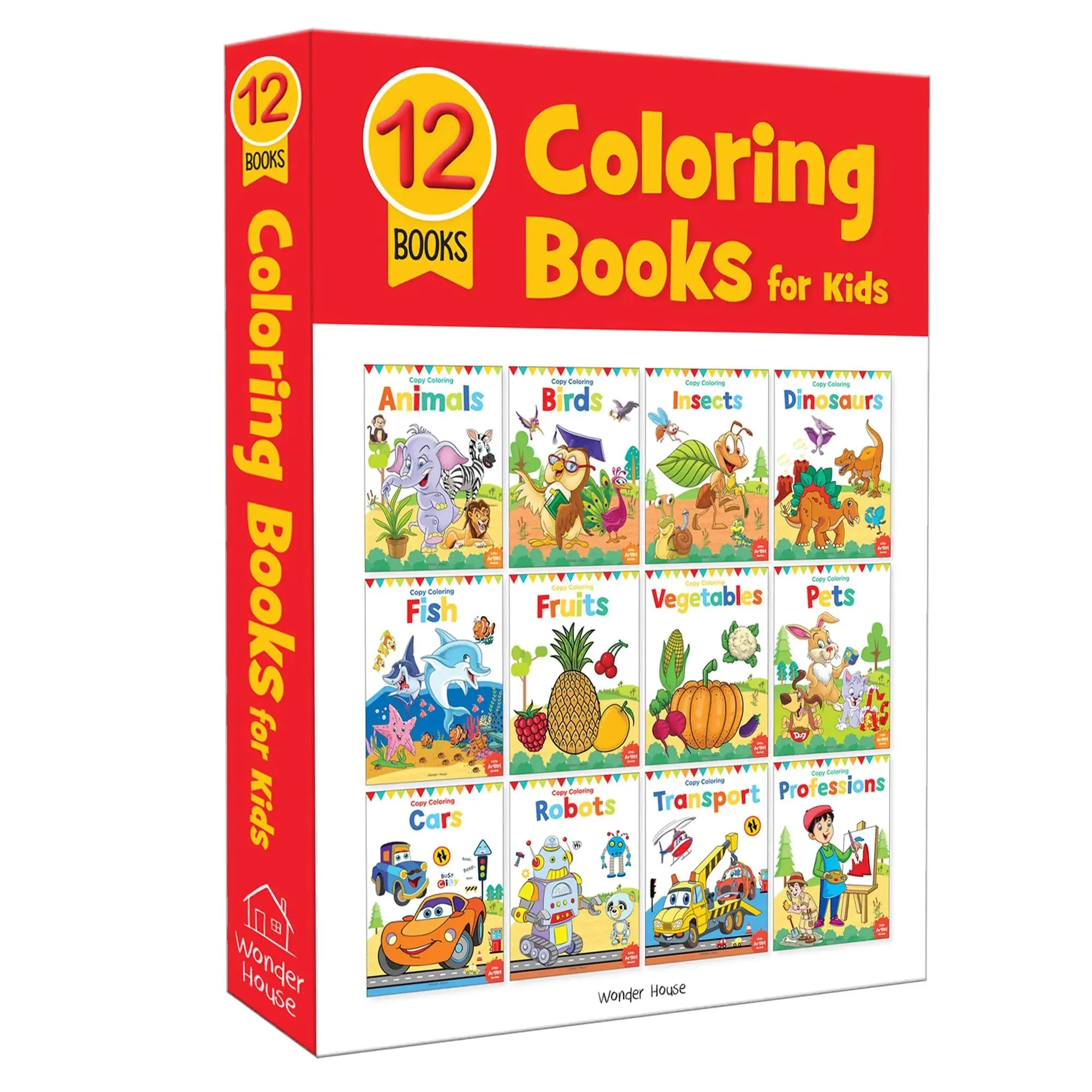 Wonder House Books Coloring Books Boxset Pack of 12 Premium Paper Quality for Children Ideal for Kids Coloring Activities