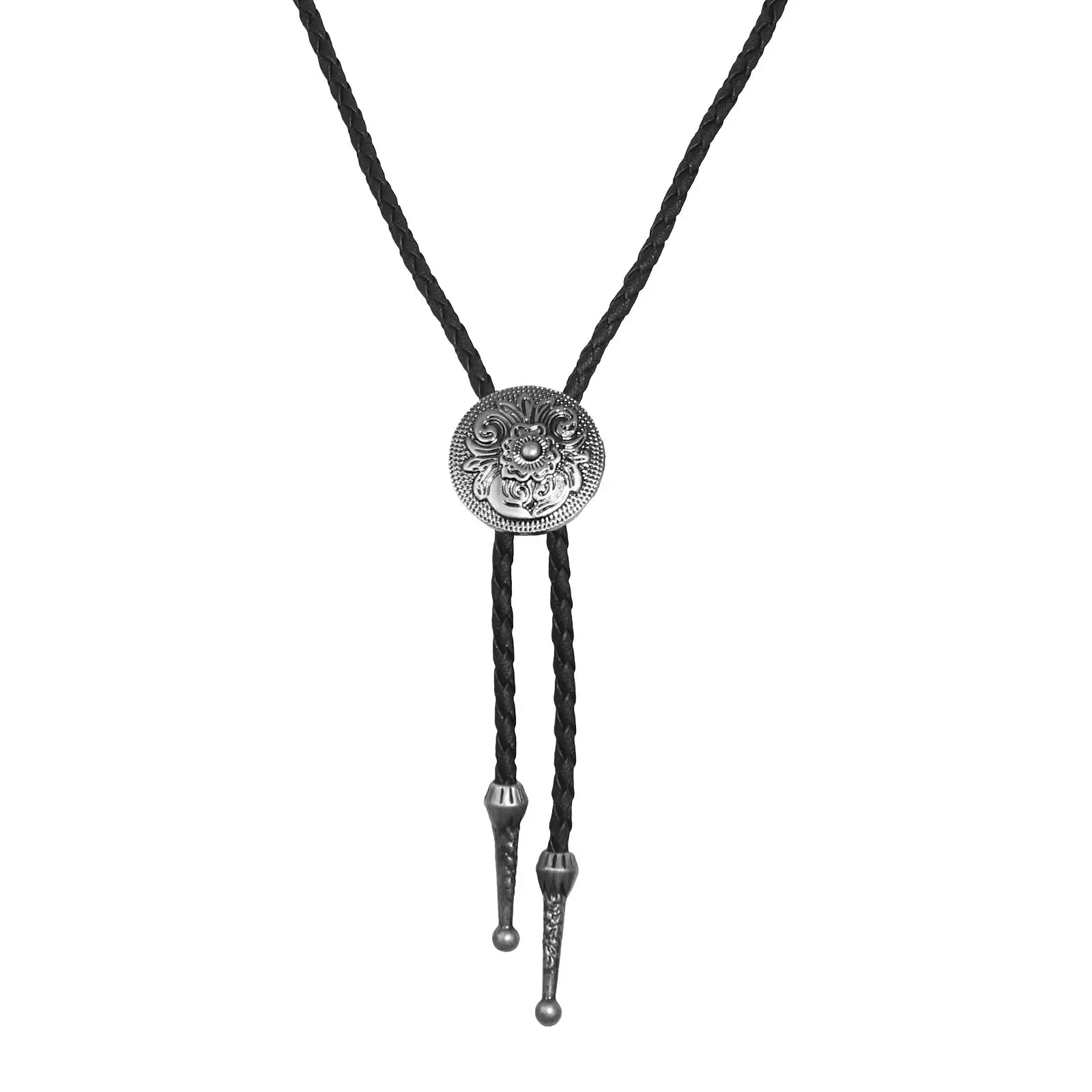 OIDEA Bolo Tie for Men Women Cowboy Cowgirl Necklace Western Jewelry Handcrafted Petal Pendant Antique Bronze PU Leather Cord