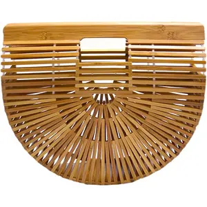 Miuco Womens Bamboo Handbag Handmade Large Tote Bag Straw Beach Bags Beach Purse Miuco