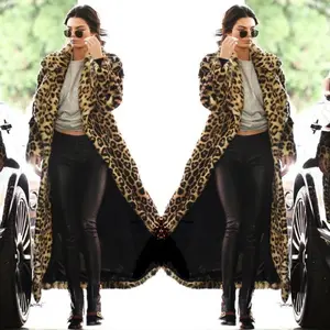Leopard Print Faux Fur Coat Women's 2024 Autumn Winter New Thick Warm Plus Size Hooded Long Faux Fur Coat