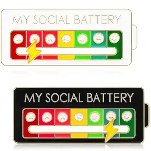 Social Battery Pin - Interactive Mood Slider for Jackets & Backpacks - Unique Cowboy Accessory for Men & Women - Cute Gift for Girlfriend Wife