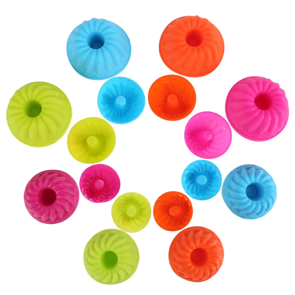 24PCS Donut Mold, Mini Silicone Baking Cups, Nonstick Cupcake Liners, Heat Resistant Bakeware for Bagel, Muffin, Jello and Cake Baking, 12PCS 2.56 Inch + 12PCS 3.15 Inch