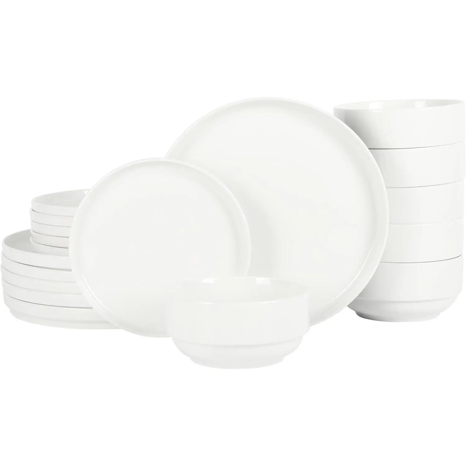 Gibson Home Rothernberg Stackable 18 Piece, Service for 6, Porcelain Plates and Bowls Set
