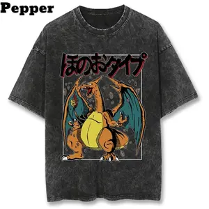 Pokemon Charizard Destroyer Black Vintage Tee - 100% Premium Cotton, Relaxed Fit, S-5XL, Classic Look with Modern Twist, Vintage Graphic Tees for Men - Menswear, Top