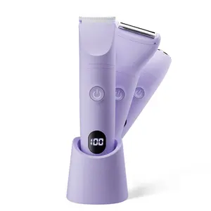 Bikini Trimmer Electric Razors for Women, Rechargeable Pubic Body Hair Trimmer Electric Shaver for Legs Body Hair,  Wet/Dry Shaver Groomer,IPX6 Waterproof, Gifts for Women, Purple