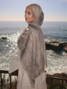 Boho Style Ink Painting Print Polyester Shawl Scarf, 80x180cm Summer Sun Protection Turban Hijab, Elegant Ladies Accessory, Versatile Daily Wear