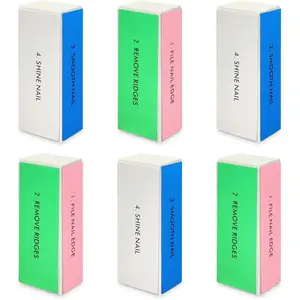 6-Pack Large Square Sponge Nail Buffer Block, 4-Way Nail File and Buffer for Smooth and Shiny Nails, Manicure and Pedicure Essentials