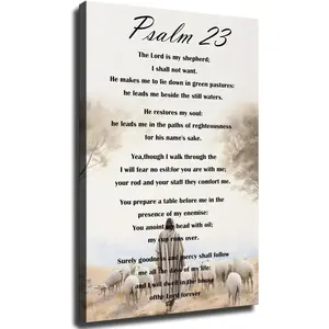 Christian Canvas Wall Art Psalm 23 The Lord Is My Shepherd Poster Canvas Wall Art Living Room Bedroom Room Decor Prints Decor (16x24inch-No Framed)