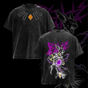 Beerus T-Shirt – God of Destruction DB Super Double Printed Vintage Washed Tee, Unisex Oversized Streetwear, Heavy Cotton Graphic Shirt, Biils Sama Shirt, Gift for Anime Fans