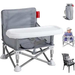 6–36 Months Portable 3-in-1 Baby High Chair, Foldable Lightweight Travel Booster Seat with Tray & Safety Harness, Compact Dining Chair for Home, Restaurant, Camping, Beach, Lawn Outdoor Use, Come with Carry Bag for Toddlers