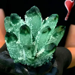 300g-400g Large Green Phantom Quartz Crystal Cluster, Crystal Mineral Rocks Specimens, Healing Meditation Chakra Reiki Crystal Cluster, Home Office Table Decoration Ornament, Christmas gift, Birthday gift, Crystal gift, Crystal collection
