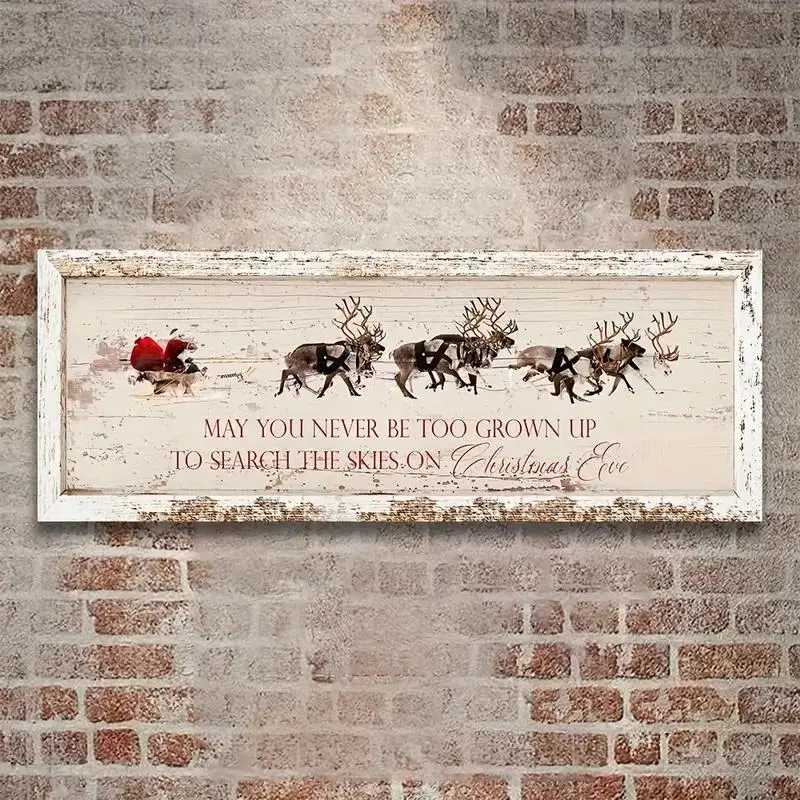 Vintage Wooden Santa Sign, Merry Christmas Wall Decor Wall Hanging Ornament for Bedroom & Farmhouse Holiday Decoration, Unique Home Accent Piece, Gift