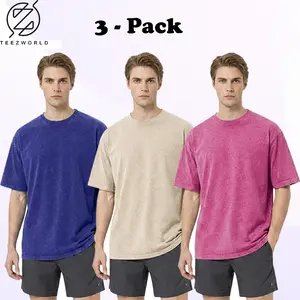 Oversized T-Shirt for Men 3-Pack Bundle – Heavyweight Cotton Baggy Fit Streetwear Casual Tees, Soft Breathable Comfortable Fabric Minimalist Everyday Wear Essential