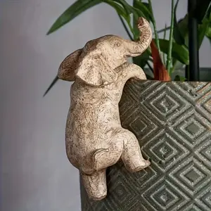 1pc, Hanging Flower Pot Elephant Elephant Lover Gift Home Balcony Garden Animal Decoration Sculpture Flower Pot Decoration, Room Decoration, Aesthetic Room Decor, Bedroom Decor, Home Decoration, House Decor