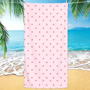 Quick Dry Microfiber Bath Towel Minimalist Uniform Pink Polka Dots Pattern Light Pink Base Sandless Pool Towel