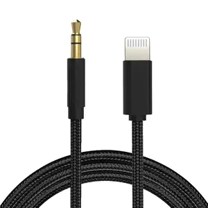 Aux Cord for ,[ MFi Certified] Lightning to 3.5mm AUX  for  Stereo, Headphone, Auxiliary  Compatible with  14 13 12 11 XS XR X 8 7 6 Nylon Braid Black 3.3FT