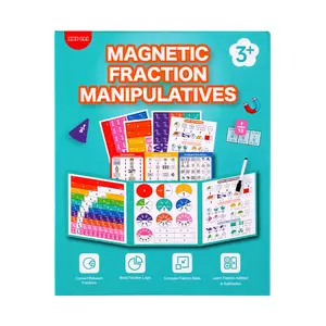 Magnetic Fraction Tri-Fold Board Book, 1 Set Math Teaching Aid Basic Arithmetic Operations Learning Toy Gift, School Supplies, Interactive Visual Learning Tool for Kids   Includes Dry-Erase Activity Cards & Travel-Ready Storage