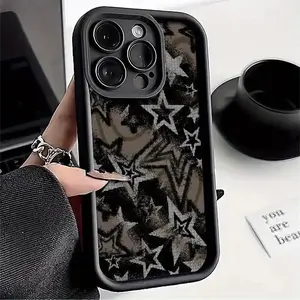 Vintage Y2K Style Distressed Silvery Star Pattern Phone Case for iPhone 17/16Pro/16Plus/15/15Plus/15Pro/15ProMax, 14/14Plus/14Pro/14ProMax, 13/13Pro/13ProMax, 12/12Pro/12ProMax, 11/11Pro/11ProMax, 7/8 Plus, XR/Xs/Xs Max - Premium Matte Frosted Thick TPU S