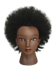 100% Real Human Hair Model Head, Face Explosion Hair Model, Loose Beauty Hair Model, Fake Head for Braiding, Coloring, Styling