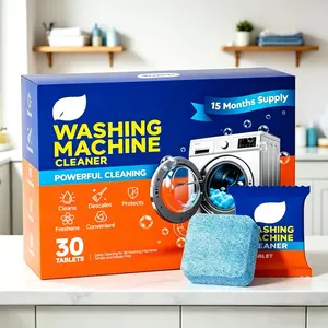 Washing Machine Cleaner tablets, 30 Count - 15 Month , Deep Cleaning Deodorizer for HE Front & Top Loader Laundry Washer, Cleans Inside Drum Pump Valve Hoses, Septic Safe,  Secent
