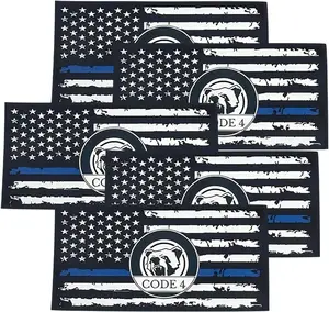 5PCS Thin Blue Line Sticker Code 4, Police Support Sticker American Flag Thin Line Decal, Waterproof Thin Line Flag Stickers Support Law Enforcement for Car Window Laptop