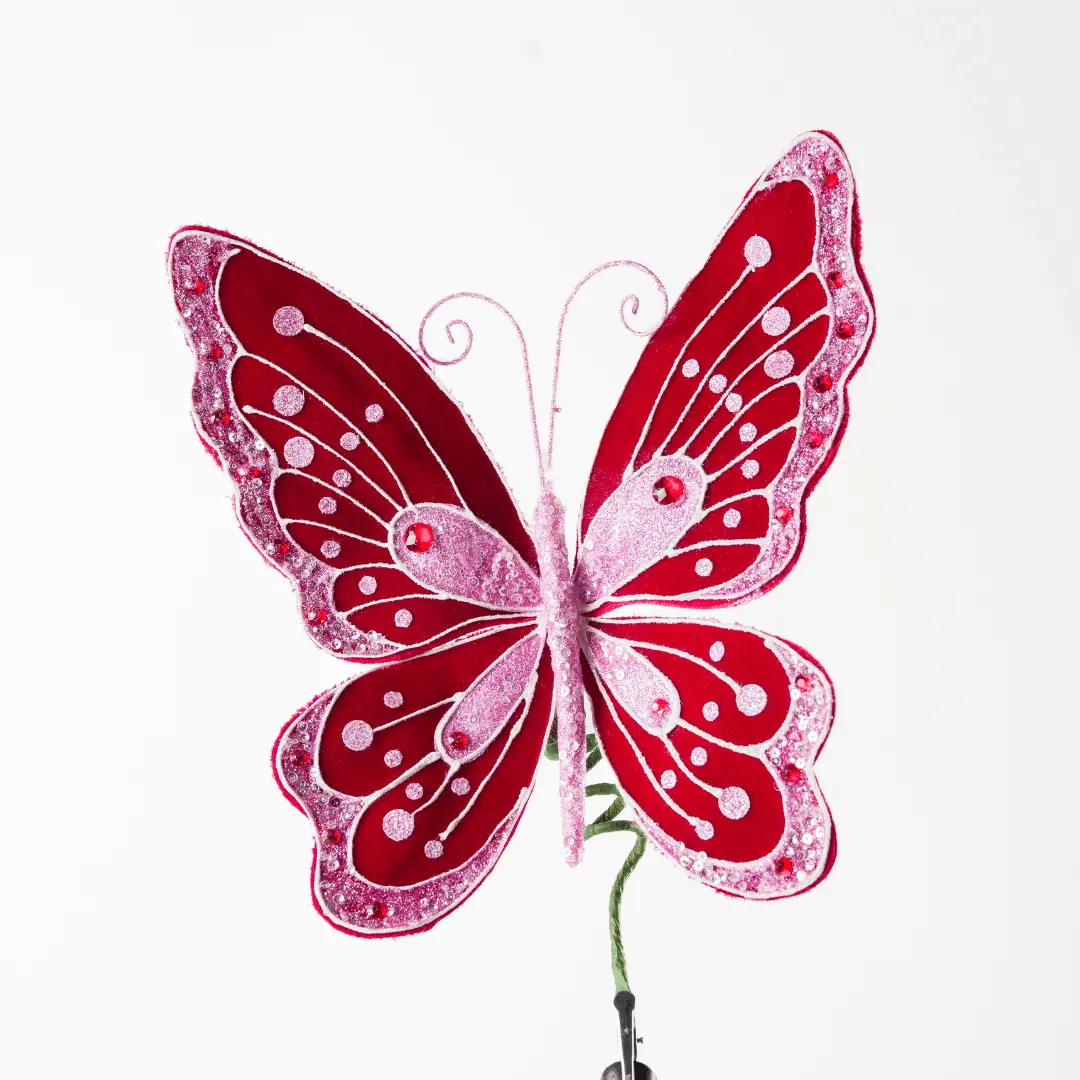 Pink Felt Butterfly Ornament 9"