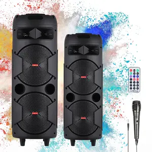 Portable High Powered Bluetooth, Double 8"/6.5" Subwoofer PA Speaker System w/Remote, Microphone