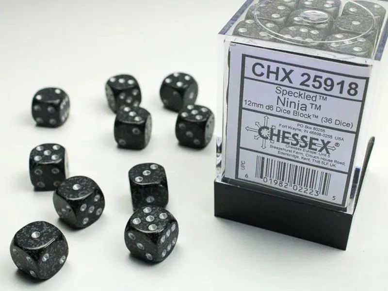 Speckled (Ninja) Chessex Brand 12mm D6 Dice Set 36ct.