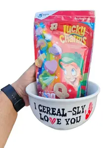 Personalized Ceramic Cereal Bowl Gift Set for Breakfast