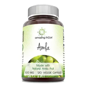 Amazing India Amla 500 Mg | 120 Vegetarian Capsules | Non-GMO | Gluten-Free | Made in USA